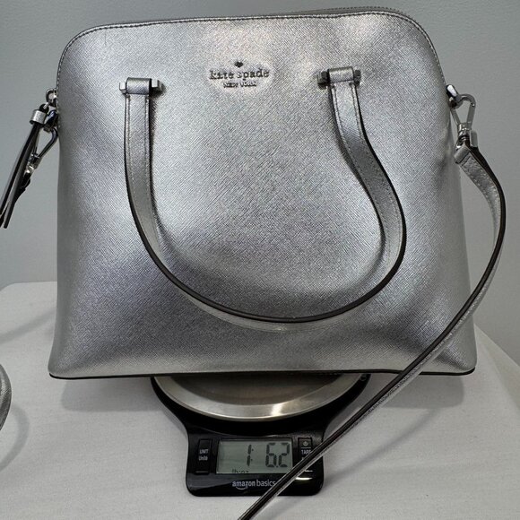 NWT Kate Spade Medium Dome Crossbody Bag Silver Leather NEW - Picture 10 of 10